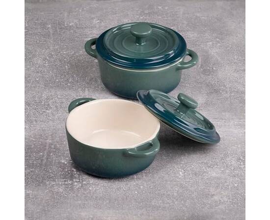 Набір керамічних міні-каструль з кришками Bergner Excalibur, зелений, круглий, 2 шт (BG-13366-GR), зображення 4