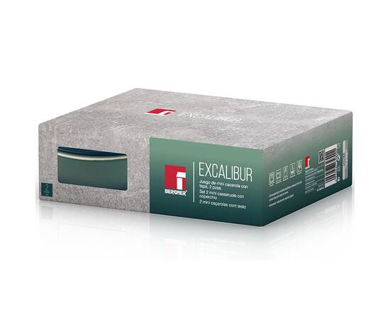 Набір керамічних міні-каструль з кришками Bergner Excalibur, зелений, овал, 2 шт (BG-13365-GR), зображення 5