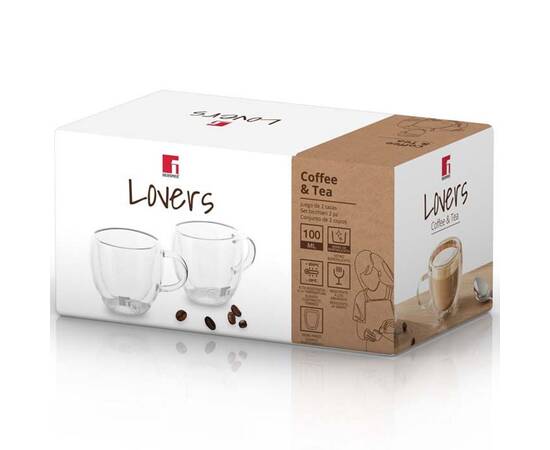 Набір скляних чашок Bergner Coffee & tea lovers, 100 мл, 2 шт (BG-20114-MM), зображення 4