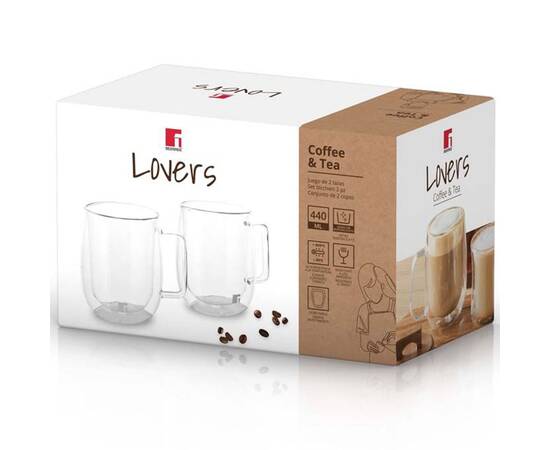 Набор стеклянных чашек Bergner Coffee & tea lovers, 400 мл, 2 шт (BG-20116-MM), изображение 4