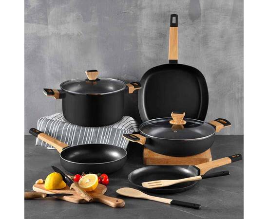 Сковорода гриль Bergner Earth black, 28 см (BG-34625-BK), Колір: чорний, Тип: сковорода гриль, Форма: квадратна, Діаметр (см): 28, зображення 3