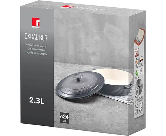 Сотейник із кришкою Bergner Excalibur, сірий, 24 см (BG-36103-GY), Колір: сірий, Тип: сотейник, Форма: кругла, Діаметр (см): 24, зображення 4