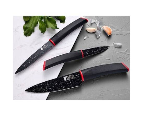 Набір ножів із покриттям "під мрамор" Bergner Keops marble, 3 шт (BG-1151-BK), зображення 2