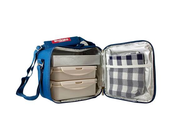 Сумка для обідів (5 предметів) Bergner Walking business, 23х22х13.5 см голуба (BG-3652-BL), зображення 2