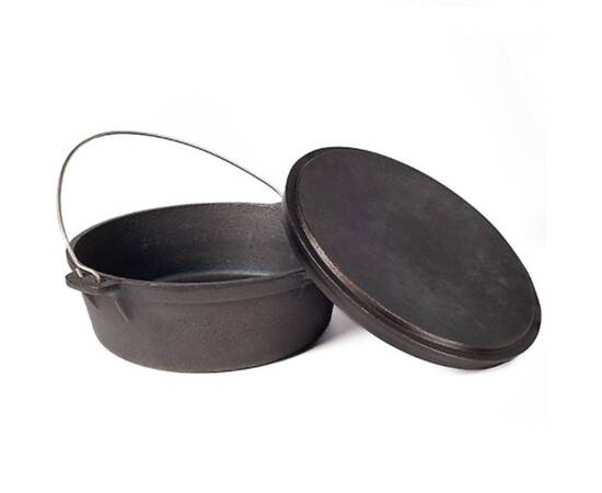 Казан чавунний 12 л з литою кришкою БІОЛ (КС12), Об’єм казана: 12 л, Наявність кришки: з чавунною кришкою, зображення 2