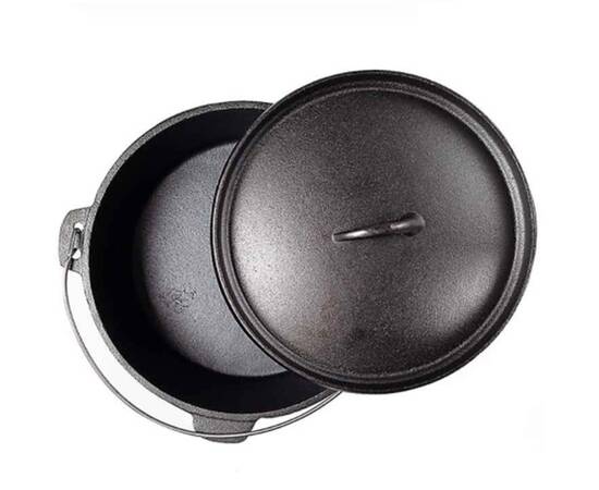 Казан чавунний 12 л з литою кришкою БІОЛ (КС12), Об’єм казана: 12 л, Наявність кришки: з чавунною кришкою, зображення 3