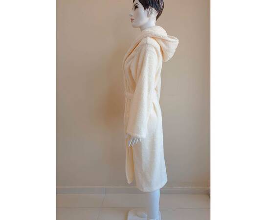 Халат махровий жіночий довгий з капюшоном Welsoft Крем-М Zeron (19258), Колір: кремовий, Розмір: M, зображення 2