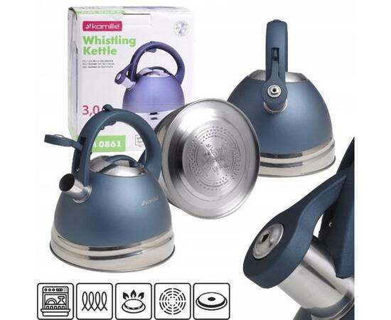 Чайник 3л зі свистком Kamille (0861), зображення 3