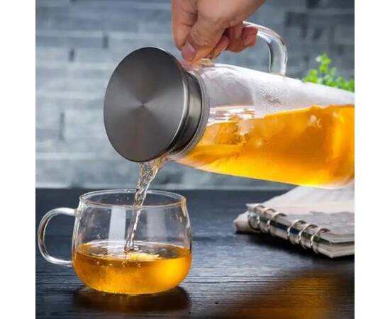 Графін скляний зі сталевою пробкою та ручкою 1,2 л Kamille (9033), зображення 2