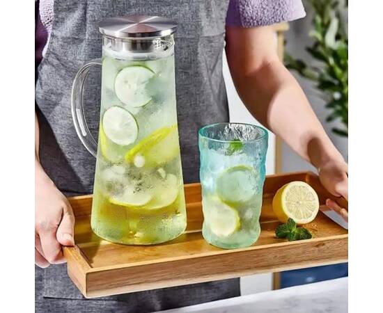 Графін скляний зі сталевою пробкою та ручкою 1,2 л Kamille (9033), зображення 3