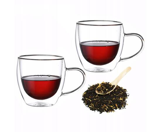 Набір чашок 100 мл з двошарового скла 2шт Kamille (9012), зображення 2