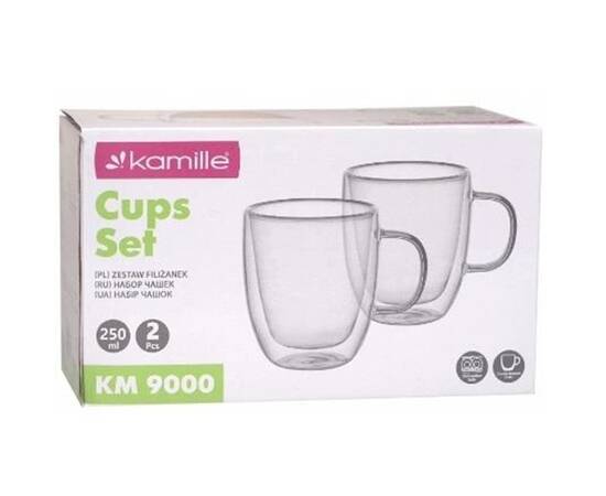 Набор чашек 250 мл из двухслойного стекла 2шт Kamille (9000), изображение 3