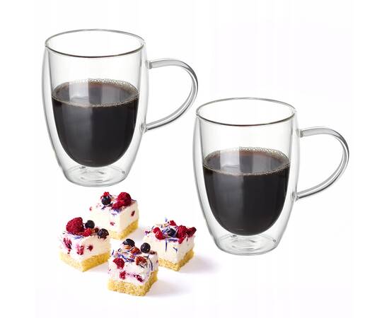 Набір чашок 350 мл з двошарового скла 2шт Kamille (9009), зображення 2