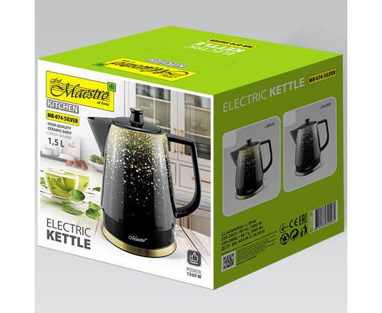 Чайник электрический керамический 1,5 л Maestro (MR074-SILVER), изображение 3