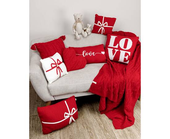 Подушка в'язана LOVE 30х45 Прованс (033027), Колір: червоний, Розмір: 30x45, зображення 3