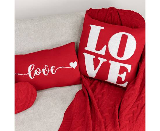 Подушка 45х45 в'язана LOVE Прованс (033026), Колір: червоний, Розмір: 45x45, зображення 2