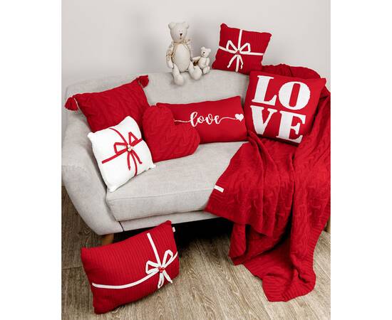 Подушка 45х45 в'язана LOVE Прованс (033026), Колір: червоний, Розмір: 45x45, зображення 3