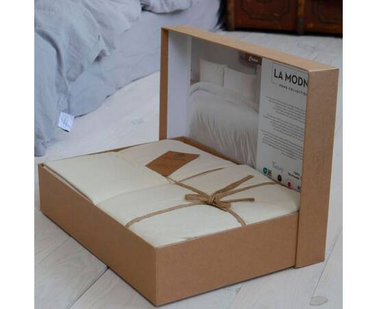 Постельное белье La Modno 200х220 STONEWASHED CREAM (200299), Размер: двуспальный евро 200х220, Основной цвет: кремовый, изображение 3