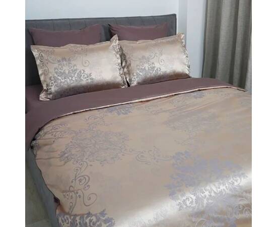 Постільна білизна 2426 сатин-жаккард Тіара 200х220 Вілюта, Розмір: двоспальний євро 200х220, Основний колір: бежевий, зображення 3