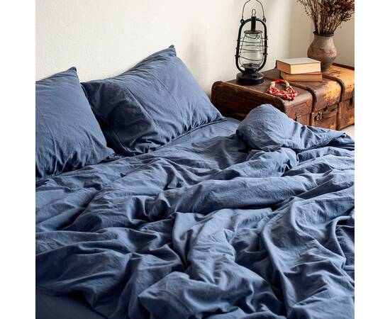 Постельное белье La Modno 2шт(160х220) STONEWASHED DARK BLUEBERRY (200321), Размер: семейный 2шт(160x220), Основной цвет: синий, изображение 2