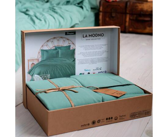 Постельное белье La Modno 200х220 STONEWASHED SAGE GREEN (200316), Размер: двуспальный евро 200х220, Основной цвет: фисташковый, изображение 4