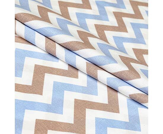 Простынь бязевая Home Line 150х215 ЗІГ ЗАГ голубо-коричневая (175858), Цвет: голубой, Тип: простыни, Размер: 150x215, изображение 2