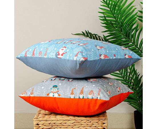 Подушка декоративна Home Line 40Х40 ГНОМИ сірий/оранжевий двостороння (178509), Колір: помаранчевий, Розмір: 40x40, зображення 2