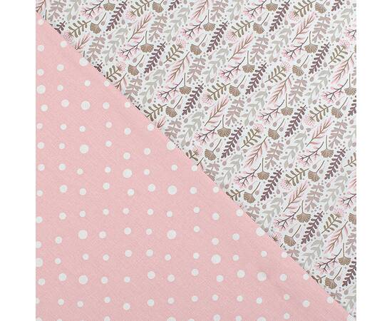 Полуторный комплект Home Line Бязь 145х214 (50х70) ЦВІТІННЯ ТРАВ розовый/ГОРОХ розовый (176186), Размер: полуторный 145х210, Основной цвет: розовый, изображение 2