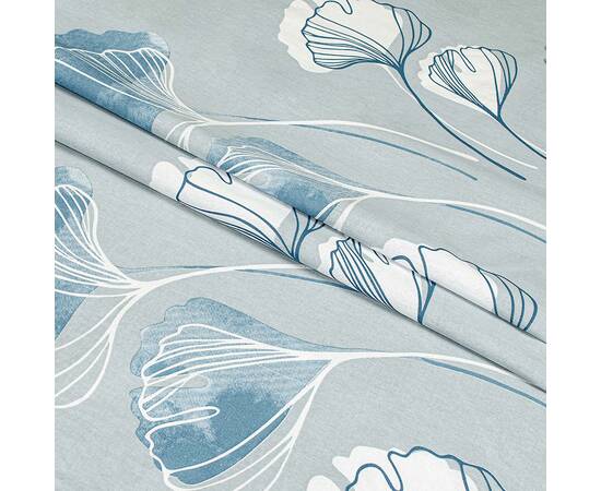 Полуторный комплект Home Line Бязь 145х214 (1 нав 50х70) ГІНКО БІЛОБА серо-голубой (173832), Размер: полуторный 145х210, Основной цвет: голубой, изображение 2