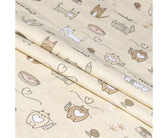 Полуторный комплект Home Line Бязь 145х214 (1 нав 50х70) КОТЯЧА РАДІСТЬ песочно-розовый (175853), Размер: полуторный 145х210, Основной цвет: коричневый, изображение 2