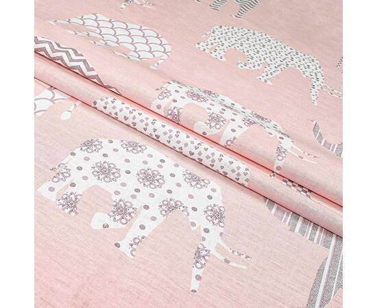 Полуторный комплект Home Line Бязь 145х214 (1 нав 50х70) СЛОНИ розовый (173779), Размер: полуторный 145х210, Основной цвет: розовый, изображение 2