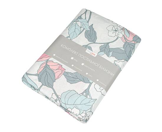 Полуторний комплект Home Line Бязь 145х214 (1 нав 50х70) ВЕСНЯНИЙ ВЕЧІР сіро-рожевий (168342), Розмір: полуторний 145х210, Основний колір: рожевий, зображення 3