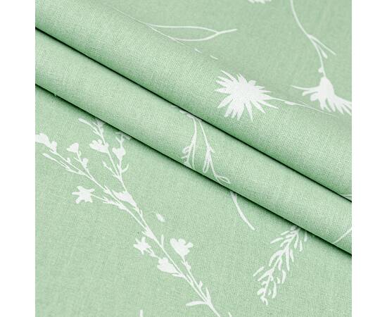 Полуторный комплект Home Line Бязь 145х214 (1 нав 50х70) ВОЛОШКИ білі на зеленому (173305), Размер: полуторный 145х210, Основной цвет: зеленый, изображение 2