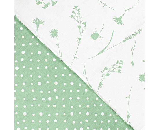 Полуторный комплект Home Line Бязь 145х214 (50х70) ВОЛОШКИ зелені на білому/ГОРОХ білий на зеленому (178708), изображение 2