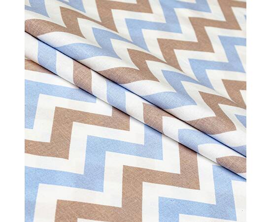 Полуторный комплект Home Line Бязь 145х214 (1 нав 50х70) ЗІГ ЗАГ голубо-коричневый (175852), Размер: полуторный 145х210, Основной цвет: голубой, изображение 2