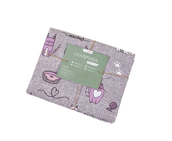 Скатерть Home Line 120Х150 КІТ НА КУХНІ серо-бузковий (175272), Тип: скатерти, Цвет: сиреневый, Форма скатерти: прямоугольная, Размер: 120x150, изображение 2