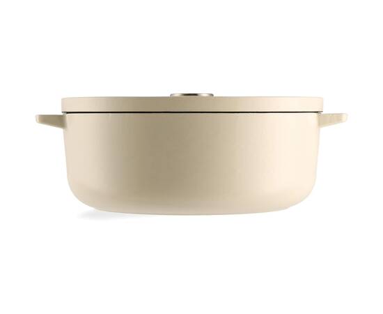 Гусятница чугунная с крышкой KitchenAid, 30 см 5,6 л, цвет миндальный крем (CC006062-001), изображение 2