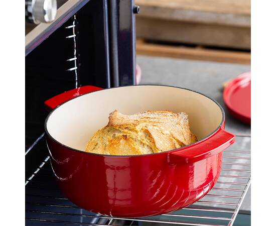 Гусятниця чавунна з кришкою KitchenAid, 30 см 5,6 л, червона (CC006063-001), зображення 4