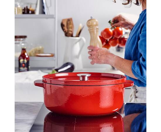 Гусятниця чавунна з кришкою KitchenAid, 30 см 5,6 л, червона (CC006063-001), зображення 5