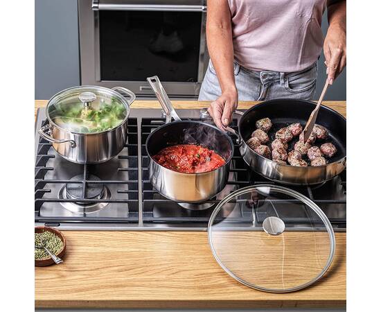 Набір ковшів із кришками KitchenAid SSS, 16/18/20 см 1,5/2,1/3,1 л з керамічним антипригарним покриттям (CC005740-001), зображення 3