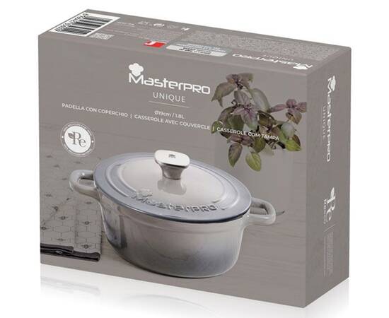 Каструля чавунна з кришкою MasterPro Unique, 1,8 л (BGMP-3830), Тип: каструля, Об'єм: 1,8 л, Колір: сірий, зображення 4