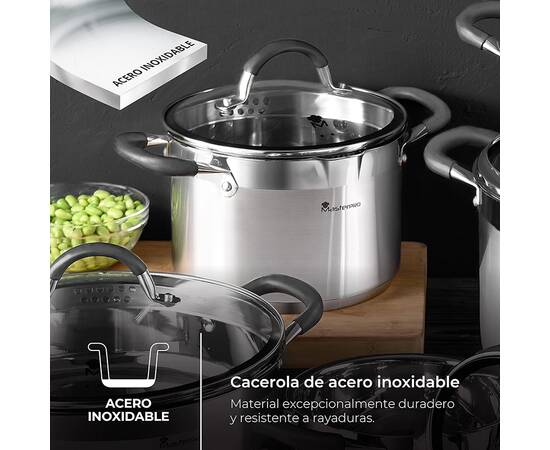 Кастрюля с крышкой MasterPro Foodies collection, 5 л (BGMP-1502-BK), Тип: кастрюля, Объем: 5 л, Цвет: серебряный, изображение 4