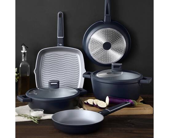 Каструля з кришкою MasterPro Indigo, 28 см 3 л (BGMP-7980), Тип: каструля, Об'єм: 6 л, Колір: чорний, зображення 4