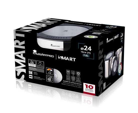 Каструля з кришкою MasterPro Smart, 24 см 7.21 л (BGEU-3779), Тип: каструля, Об'єм: 7,2 л, Колір: срібний, зображення 5