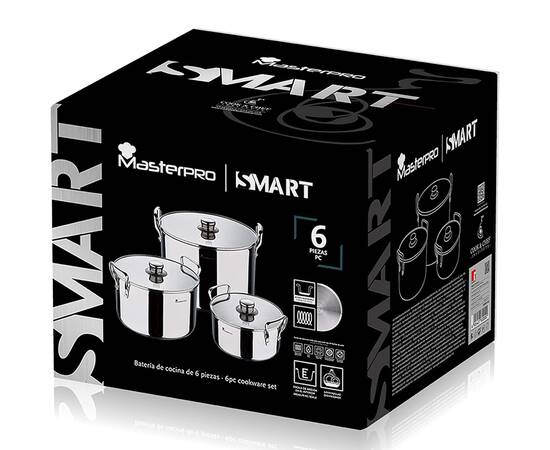 Набір каструль із кришками MasterPro Smart, 3,14/6,5/11,6 л, 6 предметів (BGMP-2145), зображення 4