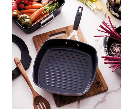 Сковорода гриль MasterPro Smart, 28х28 см (BGEU-3771), Колір: срібний, Тип: сковорода гриль, Форма: квадратна, Діаметр (см): 28, зображення 3