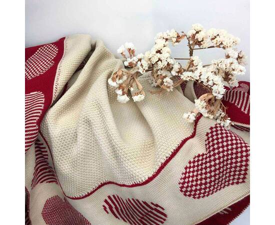 Плед 100х150 вязаный Серця Прованс (025050), Цвет: красный, Размер: 100x150, изображение 4