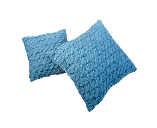 Подушка в'язана декоративна Коси волошкова 33х33 Прованс (028320), Колір: блакитний, Розмір: 33x33, зображення 2