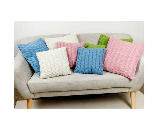 Подушка в'язана декоративна Коси волошкова 33х33 Прованс (028320), Колір: блакитний, Розмір: 33x33, зображення 3