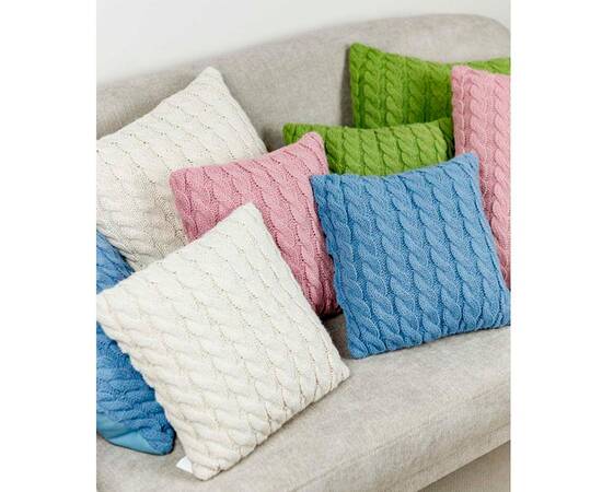 Подушка в'язана декоративна Коси волошкова 33х33 Прованс (028320), Колір: блакитний, Розмір: 33x33, зображення 4